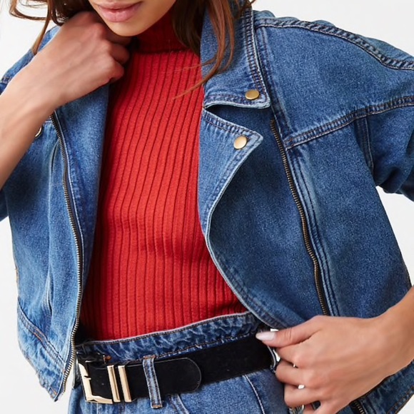 Forever 21 Jackets & Blazers - Stone Wash Moto Denim Jacket